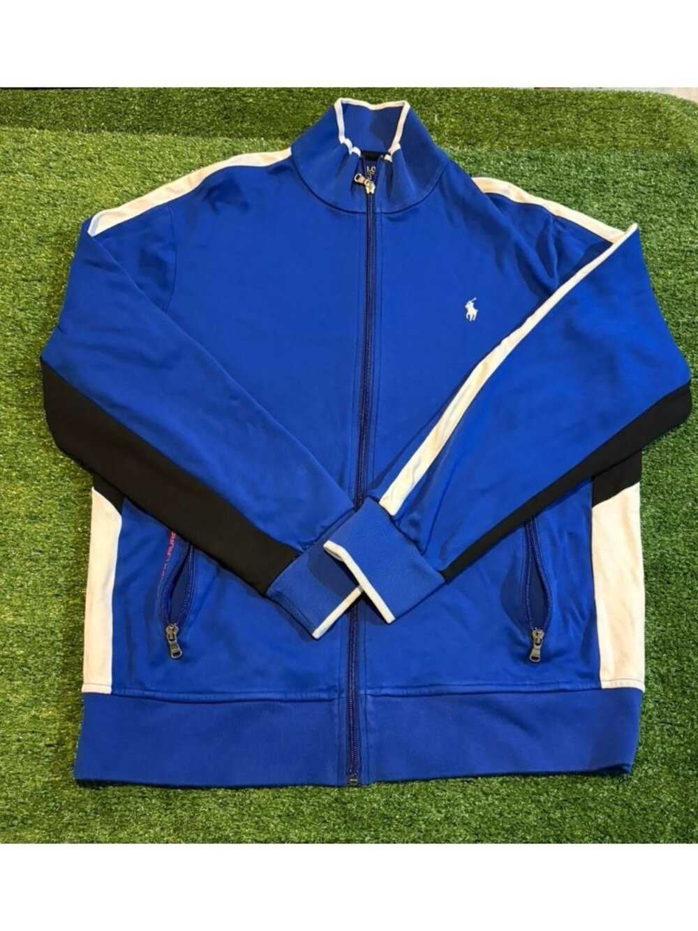 Ralph Lauren polo jacket mens large blue black track full zip performance casual